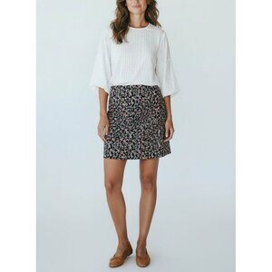 Liz Claiborne Career Floral Pencil Skirt Size 6 Black Multicolor Cotton Blend